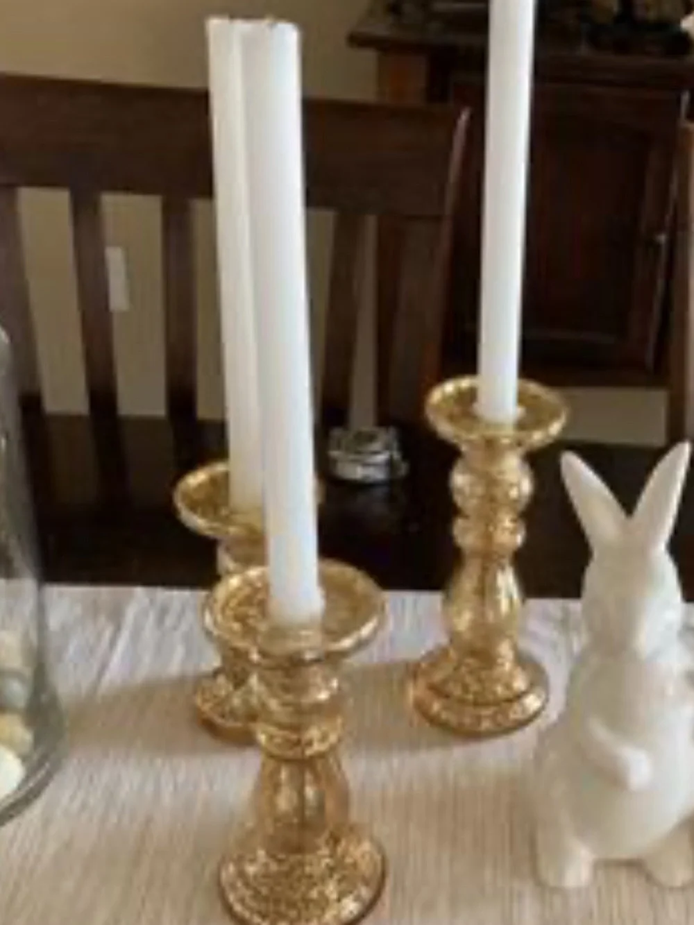 Set of 3 Gold Mercury Glass Candle Holders - Shimmering Decorative Accents